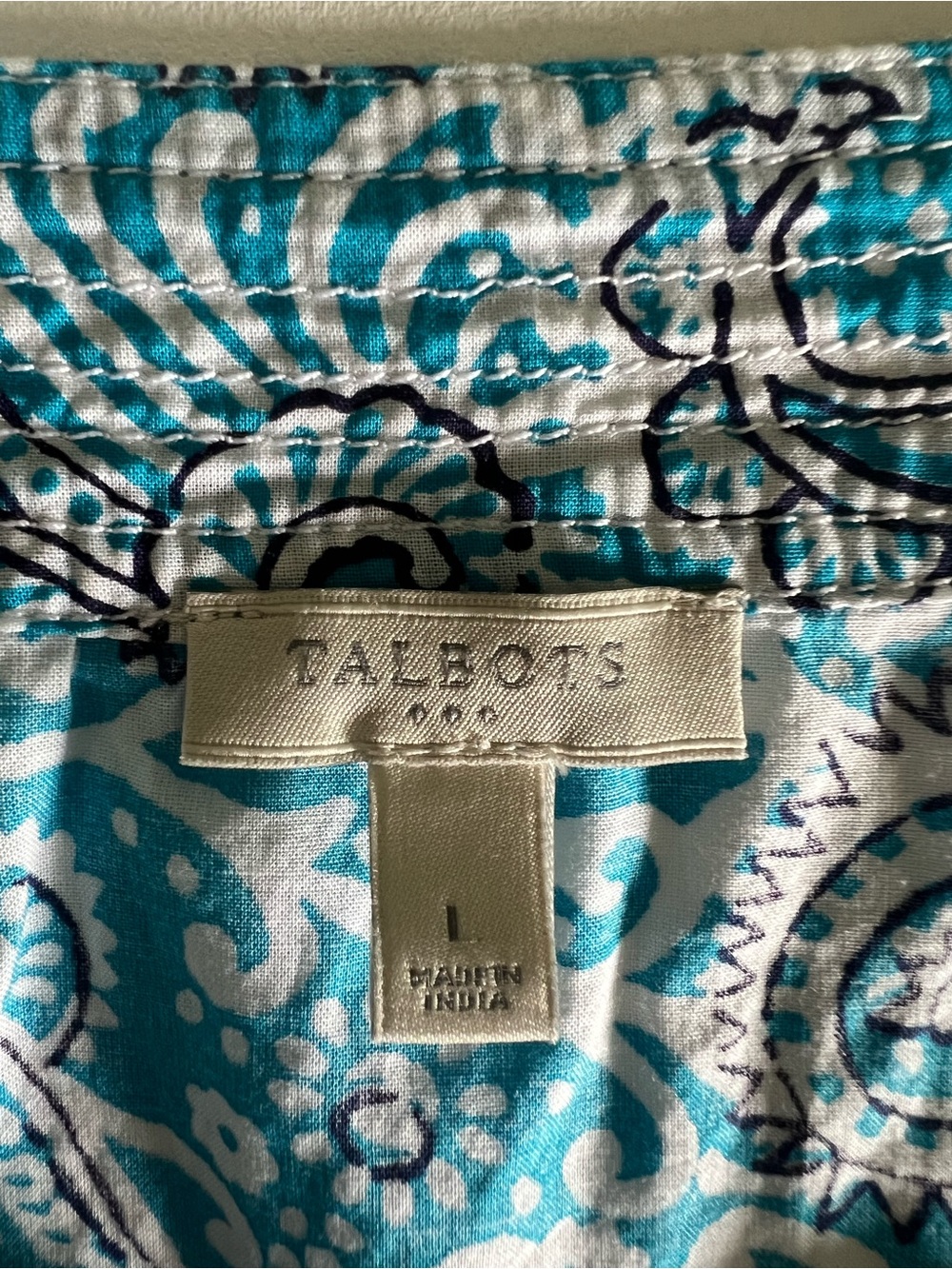 Talbots Blue and White Paisley Sleeveless Tank - Picture 4 of 5